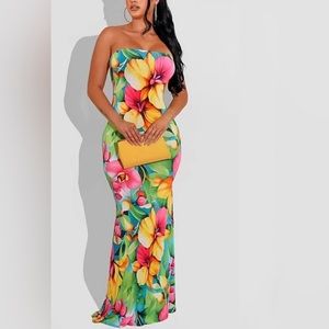 NEW Aloha Strapless Maxi Dress
